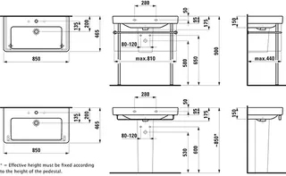 Laufen Waschtisch PRO S 465x850x175 3 Hahnloch mit Überlauf weiß – Bild 2