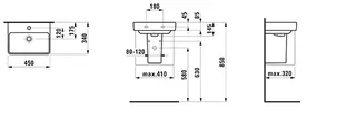 Laufen HWB PRO S 340x450x145 ohne Hahnloch mit Überlauf LCC weiß – Bild 2