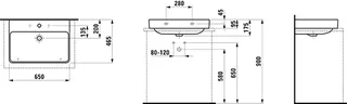 Laufen Aufsatz-Waschtisch PRO S 465x650x175 3 Hahnloch mit Überlauf LCC weiß – Bild 2