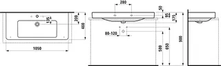 Laufen Aufsatz-Waschtisch PRO S 460x1050x175 ohne Hahnloch mit Überlauf weiß – Bild 2
