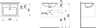 Laufen Einbau-Waschtisch von oben PRO S 440x560x170 1 Hahnloch mit Überlauf LCC weiß – Bild 2