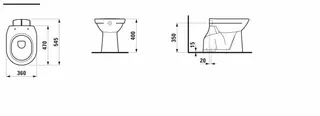 Laufen Stand-T-WC PRO 545x360x400 Abg. senkr. pergamon – Bild 2