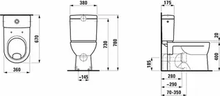 Laufen Flachspül-WCKombi PRO 670x360x400 Abg. waagr./senkr. pergamon – Bild 2