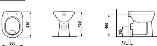 Laufen Stand-F-WC PRO 470x360x450 Ausf. erhöht Abg. waagr. pergamon – Bild 2