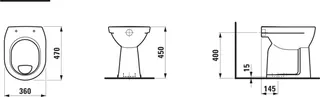 Laufen Stand-F-WC PRO 470x360x450 Ausf. erhöht Abg. senkr. pergamon – Bild 2