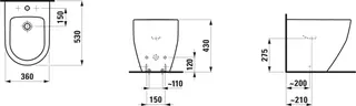Laufen Standbidet PRO 530x360x430 1 Hahnloch o. seitl. Loch f. Wasserans LCC weiß – Bild 2