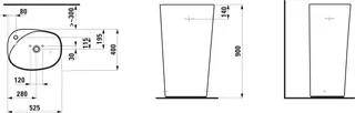 Laufen Waschtisch freist. PALOMBA 400x525x900 1 Hahnloch ohne Überlauf weiß – Bild 2