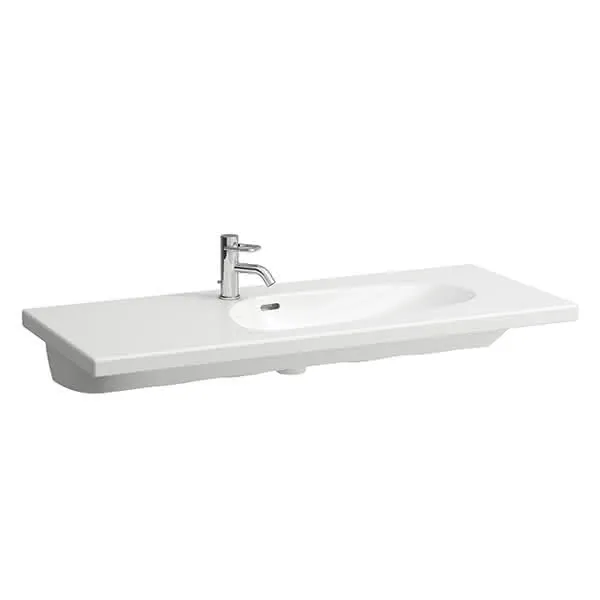 Laufen Waschtisch PALOMBA 500x1200x180 asym. 1 Hahnloch links mit Überlauf Ablg. li. weiß