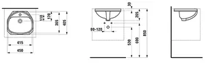 Laufen Einbau-Waschtisch von unten BIJOU 405x450x205 1 Hahnloch mit Überlauf vorne weiß – Bild 2