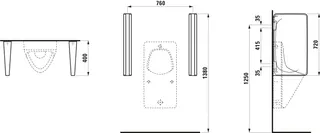Laufen Urinal-Trennwand CINTO 400x90x720 weiß – Bild 2