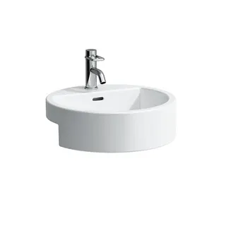 Laufen Halbeinbau-Waschtisch LIVING CITY 460x460x155 rund 1 Hahnloch mit Überlauf weiß