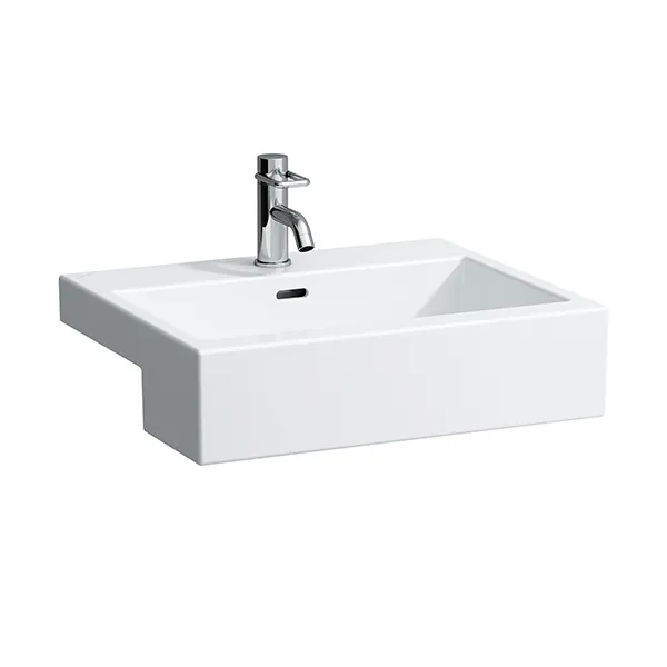 Laufen Halbeinbau-Waschtisch LIVING CITY 460x550x155 ohne Hahnloch mit Überlauf weiß