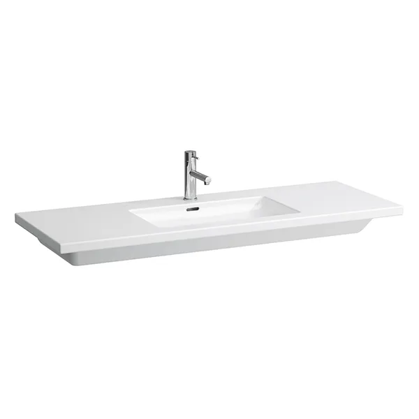 Laufen Waschtisch LIVING SQUARE 480x1300x120 3 Hahnloch mit Überlauf Ablg. li+re weiß