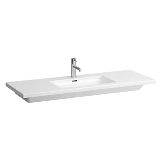 Laufen Waschtisch LIVING SQUARE 480x1300x120 3 Hahnloch mit Überlauf Ablg. li+re weiß