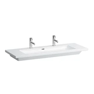 Laufen Waschtisch LIVING SQUARE 480x1300x120 1 Hahnloch li+re mit Überlauf weiß
