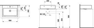 Laufen Aufsatz-Waschtisch LIVING CITY 460x600x155 3 Hahnloch mit Überlauf weiß – Bild 2