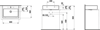 Laufen Aufsatz-Waschtisch LIVING CITY 460x600x155 ohne Hahnloch mit Überlauf weiß – Bild 2