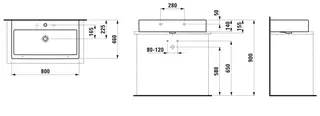 Laufen Aufsatz-Waschtisch LIVING CITY 460x800x155 1 Hahnloch mit Überlauf weiß – Bild 2
