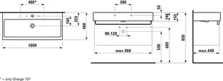 Laufen Waschtisch LIVING CITY 460x1000x155 ohne Hahnloch mit Überlauf weiß – Bild 2