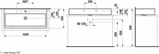 Laufen Aufsatz-Waschtisch LIVING CITY 460x1000x155 1 Hahnloch mit Überlauf weiß – Bild 2
