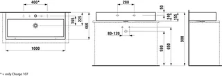 Laufen Aufsatz-Waschtisch LIVING CITY 460x1000x155 1 Hahnloch li+re mit Überlauf weiß – Bild 2
