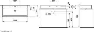 Laufen Aufsatz-Waschtisch LIVING CITY 460x1000x155 ohne Hahnloch mit Überlauf weiß – Bild 2