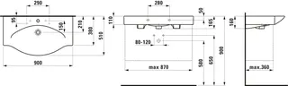 Laufen Waschtisch PALACE 510x900x165 3 Hahnloch mit Überlauf weiß – Bild 2