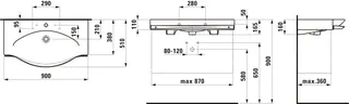 Laufen Waschtisch mit HH PALACE 510x900x165 3 Hahnloch mit Überlauf weiß – Bild 2