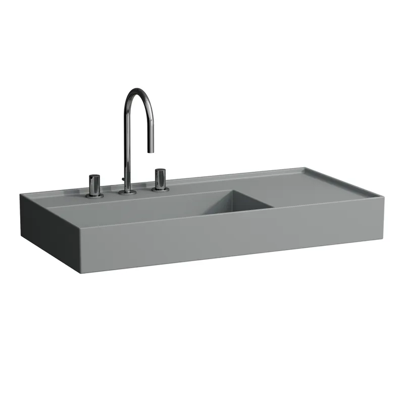 Waschtisch K-LAUFEN 460x900x150 3 Hlo.Ül. versteckter Abl. Ablg. rechts grau ma.