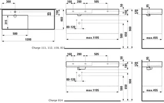 Waschtisch K-LAUFEN 460x1200x150 1 Hlo.Ül. versteckter Abl. Ablg. rechts we – Bild 2