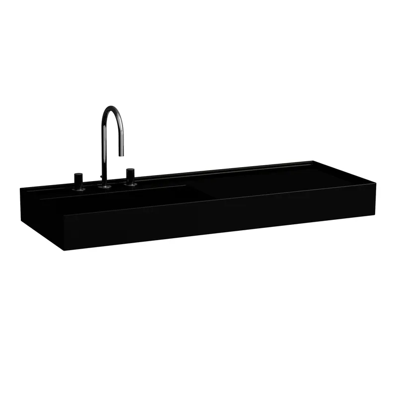 Waschtisch K-LAUFEN 460x1200x150 1 Hlo.Ül. versteckter Abl. Ablg. rechts schw glzd