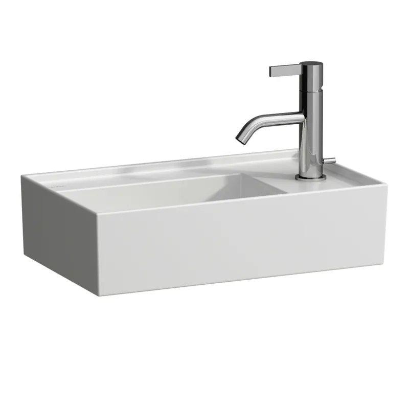 HWB K-LAUFEN 280x460x150 asym. ohne Hahnloch ohne Überlauf m. Arm-bank. rechts we