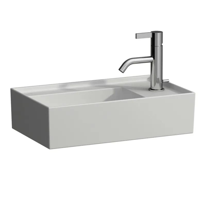 HWB K-LAUFEN 280x460x150 asym. 1 Hahnloch ohne Überlauf m. Arm-bank. rechts we ma.