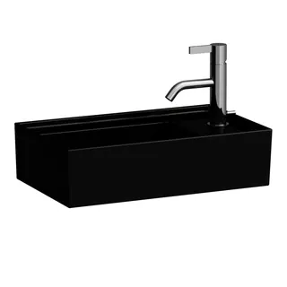 HWB K-LAUFEN 280x460x150 asym. ohne Hahnloch ohne Überlauf m. Arm-bank rechts schw glzd
