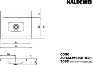 Kaldewei WB CONO Mod.3083,600x500mm,alpwe,PEFF ,AD,oÜL – Bild 4