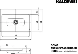 Kaldewei WB CONO Mod.3084,900x500mm,alpwe,PEFF ,AD,oÜL – Bild 4