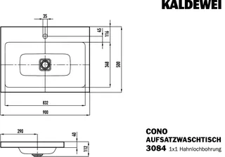 Kaldewei WB CONO Mod.3084,900x500mm,alpwe,PEFF ,AD,m. 1HL,oÜL – Bild 4