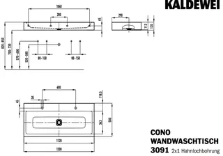 Kaldewei WB CONO Mod.3091-D,1200x500mm,alpwe, PEFF,AD,m. 2x1HL,oÜL – Bild 3