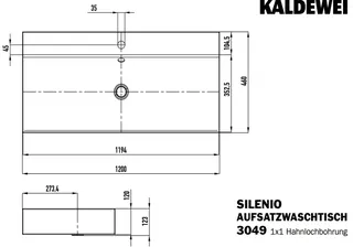 Kaldewei WB SILENIO Mod.3049,1200x460mm,alpwe, PEFF,AD,m. 1HL,oÜL – Bild 2
