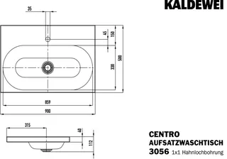 Kaldewei WB CENTRO Mod.3056,900x500mm,alpwe, PEFF,AD,m. 1HL,oÜL – Bild 4