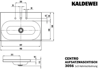 Kaldewei WB CENTRO Mod.3056,900x500mm,alpwe, PEFF,AD,m. 3HL,oÜL – Bild 4