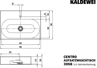 Kaldewei WB CENTRO Mod.3058,900x500mm,alpwe, PEFF,AD,m. 1HL,oÜL – Bild 4