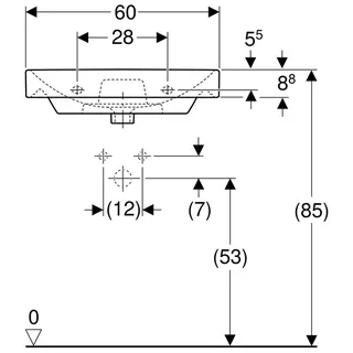 sanibel 5001-Waschtisch E m. sanibelTect 600x480 mm A15 unterbaufähig weiß – Bild 3