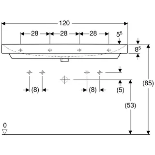 sanibel 5001-Waschtisch E 1200x480 mm A15 unterbaufähig weiß – Bild 3