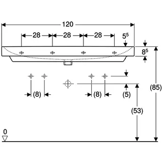 sanibel 5001-Waschtisch E m. sanibelTect 1200x480mm A15 unterbaufähig weiß – Bild 2