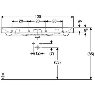 sanibel 5001-Waschtisch E ohne Hahnloch 1200x480mm A15 unterbaufähig weiß – Bild 4
