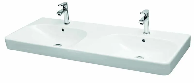 sanibel 5001-Doppelwaschtisch E mit sanibelTect 1200x480mm A15 unterbau weiß
