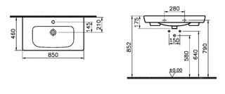 sanibel 3001-Möbel-Waschtisch 850x460mm softedge unterbaufähig weiß – Bild 2