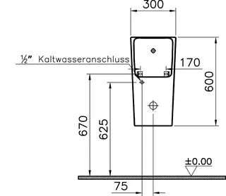 sanibel 3001-Urinalbecken spülrandlos Zu-/Ablauf verdeckt eckige Form weiß – Bild 2