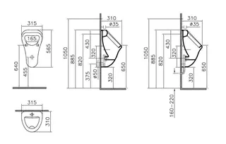 Urinal, Zulauf oben / Abg. Uni. m. Bef aktiv4YOU / aktiv4YOU 2.0 weiß – Bild 2